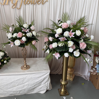 IFG Neue Produkte Weiß-Rosa Rosen und Lilien Tropische Grünpflanzen Blumenkugel Tischdekoration für Hochzeiten