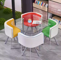 Ensemble de table et chaises de salle à manger modernes en verre trempé, hauteur réglable, 4 places, pour petite cuisine, 5 pièces, table carrée
