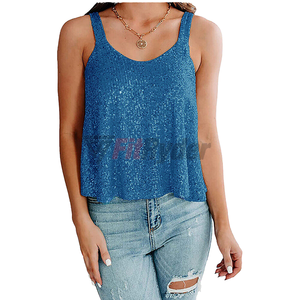 เสื้อกล้ามผู้หญิงแบบไม่มีแขน คอวี แต่งกลิตเตอร์ ผ้าถักแห้งเร็ว สไตล์ลำลอง สำหรับงานปาร์ตี้ยามเย็น ฤดูใบไม้ผลิ/ฤดูร้อน ปี 2026 - Product Image 1