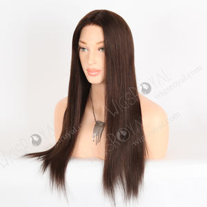 Livraison rapide Stock brun foncé doux cheveux humains aspect naturel Transparent HD avant de lacet sans colle 20 pouces longue perruque <span class=keywords><strong>brune</strong></span> - Product Image 3