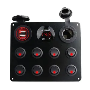 8 Gang-Schalter Schalterschalter 12 V 24 V ON/OFF Auto-Schalter-Taste Doppel-USB-Ladegerät für Auto Lkw ATV UTV Wohnwagen