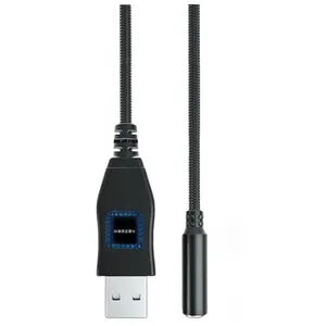 4-Pole Mic-Supported USB para 3.5mm Jack Adaptador de Áudio Chip Embutido Placa de Som Externa