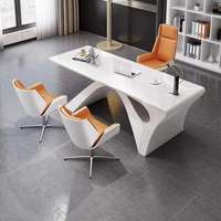 Nouveau modèle de bureau en forme de L, blanc, de luxe, pour PDG, mobilier de bureau, bureau de direction, bureau de direction à domicile, mobilier de bureau de haute technologie