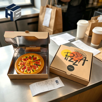 Boîte à pizza en aluminium personnalisée en gros, boîte à pizza en papier écologique jetable avec logo, prix d'usine pour la livraison