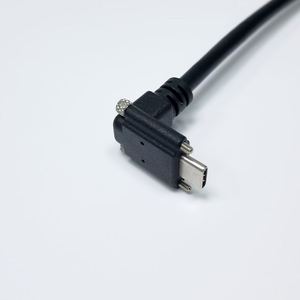 OEM定制90度USB <span class=keywords><strong>3</strong></span>.0 A型公头转C型公头电缆，带M2螺丝锁紧连接器，直角数据传输线 - Product Image 1