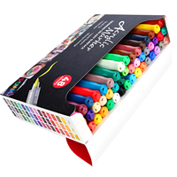 POMAC – Lot de 48 marqueurs acryliques liquides directs, en boîte, pour peinture multi-surfaces, acrylique, aquarelle, stylos de peinture, fournitures d'art pour artisanat sur roche