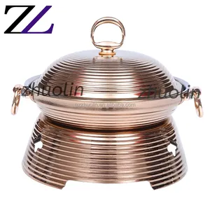 Horno portátil de latón con patrón de alcohol para sopa seca, hornillo caliente de acero inoxidable, oro rosa, para buffet