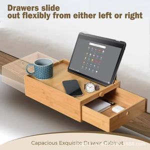 Estante extensible de bambú para la mesita de noche para ahorrar espacio en el dormitorio. Bandeja flotante de madera para la mesita de noche. - Product Image 2