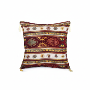 <b>Cushion</b> <b>Cover</b> With Bordo - Cream Color Turkish Fabric With Turkish Kilim Design.... Made in Turkey .... From Turkey - Product Image 2