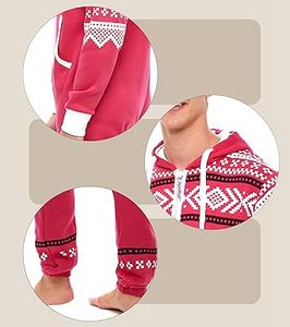 Combinaison de pyjama unisexe pour adultes, une pièce, à manches longues, avec capuche, sans pieds, 80% coton, 20% polyester, pour hommes et femmes - Product Image 6
