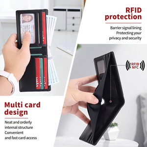 Fashion Hot Sale PU Leather Business Credit Card Holder Mens RFID Blocking <strong>Bifold</strong> Wallet Custom Full Logo Desgin Card Case <strong>Purse</strong> - Product Image 4