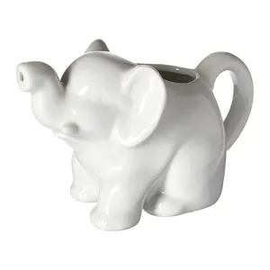 9oz Fine White Porcelain Animal Elephant Shaped Milk Tea Servindo Pitcher