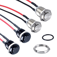 Interrupteur à bouton-poussoir en métal étanche de 12mm à réinitialisation automatique autobloquant DC12-24V à tête plate haute 3A Max. Courant IP67 Niveau 250V