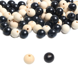 100Pcs 16mm <strong>Black</strong> Unfinished Wooden Loose Spacer <strong>Beads</strong> with 4mm Hole for Jewelry/ Garlands Making Home Decoration - Product Image 1
