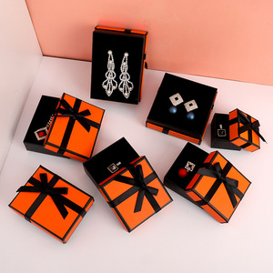 Multi-Color Rigid Jewelry <b>Box</b> Satin Bow Decor Luxury Paper Storage <b>Box</b> for Ring <b>Earring</b> Necklace Trinket Holiday Present - Product Image 2