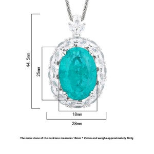 Collier pendentif en cuivre écologique de haute qualité, imitation émeraude ovale 18*25mm, zircone cubique, pour femmes, à porter au quotidien - Product Image 2
