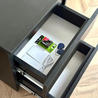 Table de chevet en bois avec serrure électronique intelligente et compartiment secret dissimulé, table de chevet moderne noire pour la maison et l'hôtel