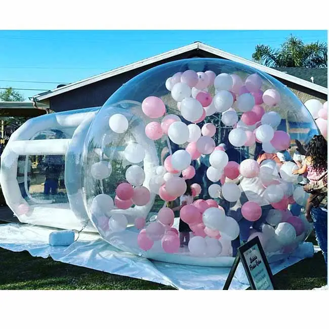 पार्टी के किराये बुलबुला गुब्बारा घर सुरंग inflatable बुलबुला के साथ गुब्बारे उछाल घर गुब्बारा बुलबुला गुंबद घर