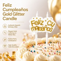 Ungiftige Premium-Paraffinwachs-Kerze mit Goldglitter, Tortendekoration, Weiße Wachsbasis, Spanische Geburtstagsdekoration, Großpackung