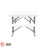 Table pliante légère et moderne à 3 kits avec bancs Table pliante en plastique pour pique-nique et fête en plein air