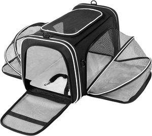 Transportín para Mascotas Aprobado por Aerolíneas OEM, Transportín de Viaje para Mascotas con Laterales Suaves, Expandible por 4 Lados, Plegable para Gatos, con Bolsillos - Product Image 1