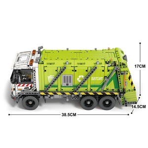 Set di Costruzioni 4 Veicoli per Riciclo Rifiuti in Plastica Verde, Modellino di Camion Telecomandato OEM, Camion della Spazzatura RC - Product Image 1
