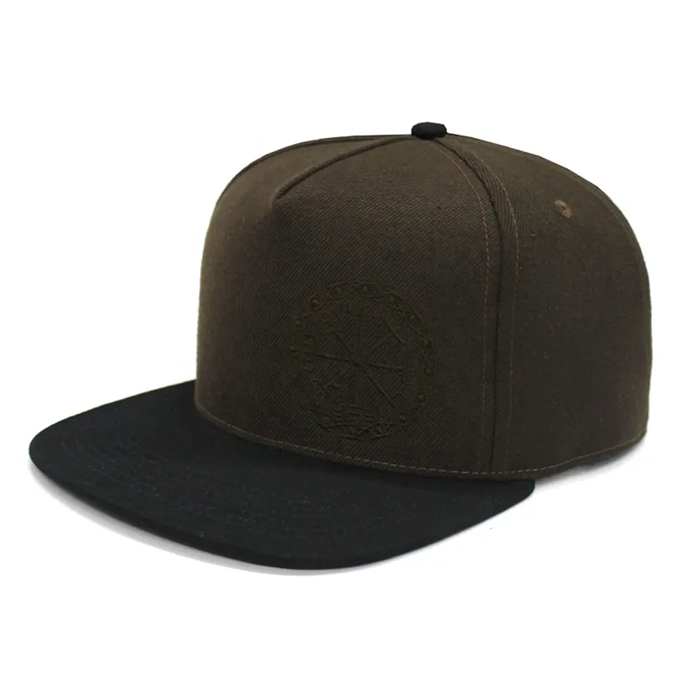 도매 남녀 공통 상표가 붙은 거리 착용 브라운 색깔 주문 로고 간단한 디자인 5 패널 constructured snapback 모자 모자