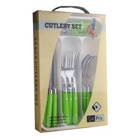 Ensemble de couverts en acier inoxydable avec manche en plastique, ustensiles de cuisine en tube PVC, vaisselle, 12 pièces