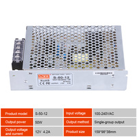Fuente de Alimentación SZMW S-50W-12V 4.2A con Protección Completa para Cámaras CCTV, Control de Acceso, Sistemas de Alarma y Equipos de Corriente Débil para Edificios