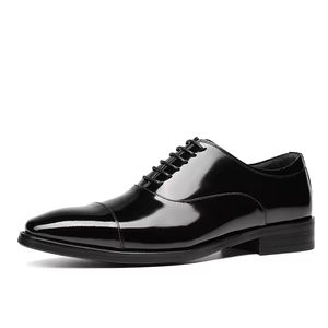 Chaussures habillées en cuir imperméables de haute qualité pour hommes, fabriquées à la main, à lacets, bout rond, chaussures Oxford pour soirée - Product Image 6