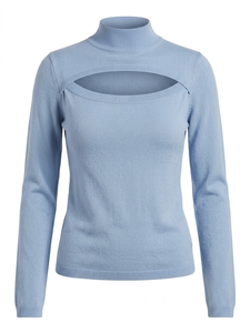 Pull col roulé léger en viscose/nylon côtelé pour femme, collection printemps - Product Image 2