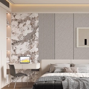 Autocollant mural 3D auto-adhésif étanche version AB, motif dalle de marbre, grille, pour salon, mur de fond TV, style moderne - Product Image 1