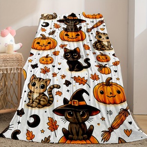 Manta de Franela con Dibujos Animados de Gatos, Manta para Siesta, Resistente a la Decoloración, Ligera, para Viajes y Camping, Impresión Personalizada, OEM, ODM - Product Image 2