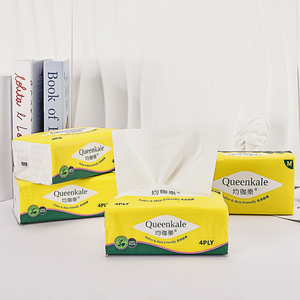 Queenkale Soft Pack 4-Ply Embossed Virgin Wood Pulp Facial <b>Tissue</b> Eco-Friendly Box <b>Tissue</b> for Office & Hotel Use - Product Image 3