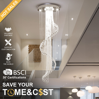 ENSEMBLE Villa Moderne Linéaire LED Luminaires Haut Plafond Hôtel De Luxe Cristal Anneau Escalier Lustre
