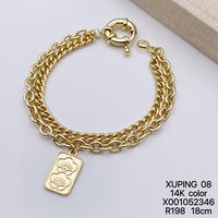 XUPING Bijoux en gros – Bracelet pour homme tendance, style minimaliste, hip-hop, en cuivre plaqué or 14 carats, maillons cubains