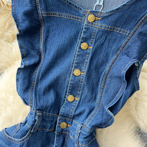 เดรสยาวคอลูกเรือแขนกุดเอวกระดุมแถวเดียวของผู้หญิงมีสไตล์และสง่างาม - Product Image 6