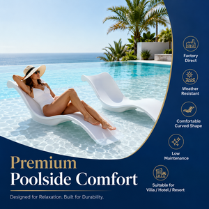 Chaise longue de piscine en fibre de verre durable personnalisée, transat pour eau peu profonde avec coussin, capacité de 1 à 10 L, pour piscine extérieure - Product Image 2