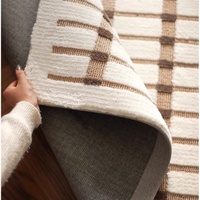 Tapis d'intérieur tissé en peluche à motif quadrillé style Mid-Century, anti-peluchage, pour salon, chambre, couloir, décoration intérieure - Grande Vente