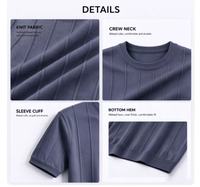T-shirt tricoté à manches courtes pour homme, col rond, rayé, coupe ajustée, décontracté, anti-humidité, style Old Money, en soie glacée, été, transfrontalier
