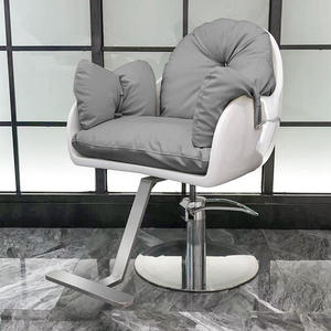 Contemporary Barber <b>Chair</b> Hydraulic Salon Styling <b>Chair</b> Upholstered Hair Cutting Seat with Gold Base - Product Image 5