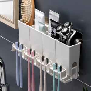 Set Familiare di Quattro Pezzi per Accessori da Bagno, Portaspazzolini Multifunzione da Parete <span class=keywords><strong>in</strong></span> <span class=keywords><strong>Plastica</strong></span> Ecologica Colorata - Product Image 6
