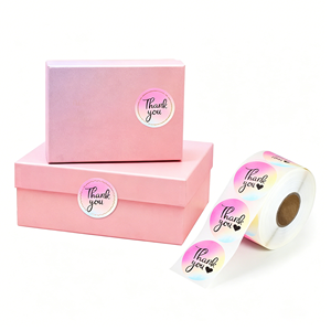 Gradient-<b>coloured</b> round 60mm heat-seal label <b>rolls</b>; round <b>coloured</b> stickers; thank you packaging stickers - Product Image 1