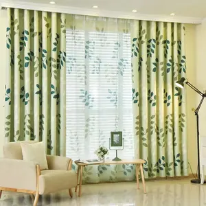 Cortinas de tela con estampado de hojas, tela opaca con patrón de hojas, venta al por mayor