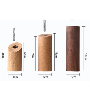 Crochets muraux en bois massif, ronds, diamètre 3 cm, hauteur 4, 7, 10 cm, type à insertion par boulon, pour le rangement des vêtements derrière les portes ou sur les murs - Product Image 1