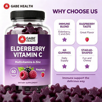 Gummies de Sureau et Vitamine C à Marque Blanche OEM, 60 Unités, avec Zinc, Multivitamines, Soutien Immunitaire, Antioxydant, Saveur Framboise, pour Adultes, Personnalisables