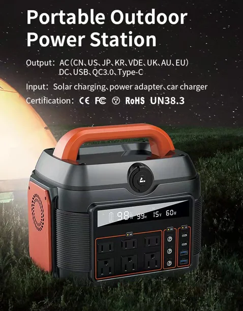 Outdoor 110V 220V Solar Portable power station camping light 600w 300w power generator