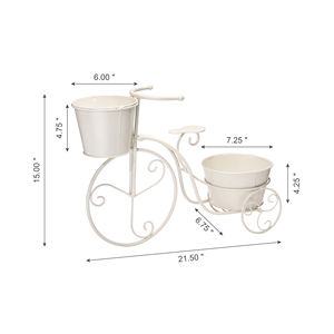 Jardinière tricycle en métal blanc Oniya avec <span class=keywords><strong>porte</strong></span>-pot de fleurs, jardinière en métal rouge et vert avec 2 pots pour terrasse, jardin ou pelouse - Product Image 2
