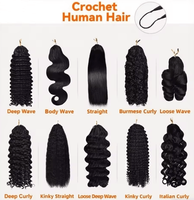 Tresses au crochet avec extensions de cheveux naturels pré-bouclées, frisées, invisibles, sans nœuds, avec pointe effilée, tresses au crochet en cheveux naturels