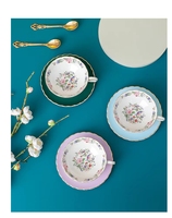 Service à thé en porcelaine de première qualité, style européen, en osseporcelaine, avec dentelle dorée en relief, pour le thé de l'après-midi, luxe léger